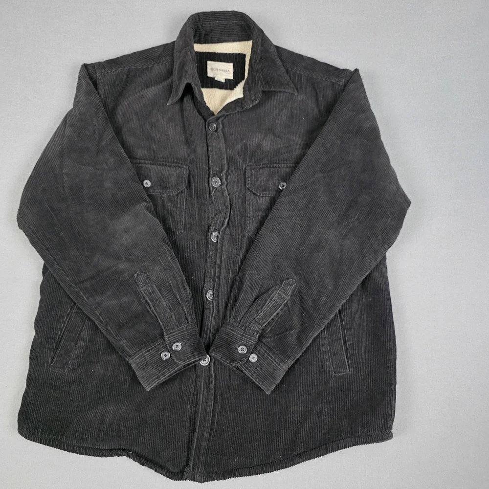 High Sierra Corduroy Sherpa Lined Jacket Mens Size Large Black Chore Shacket‎